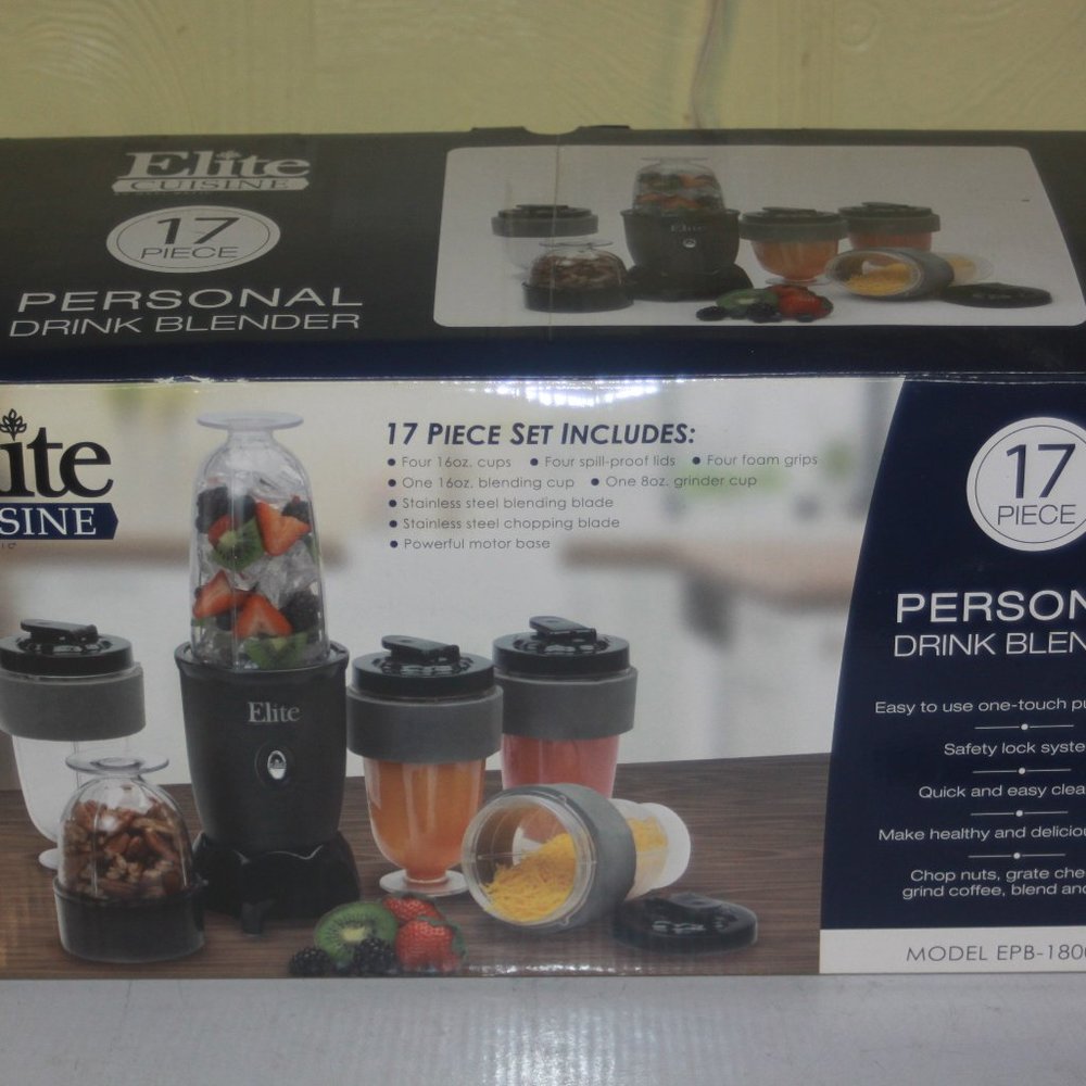NEW IN BOX Elite Cuisine EPB-1800 17-Piece Personal Blender